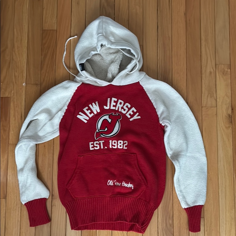New Jersey Devils Red and White sweater medium Hoodie